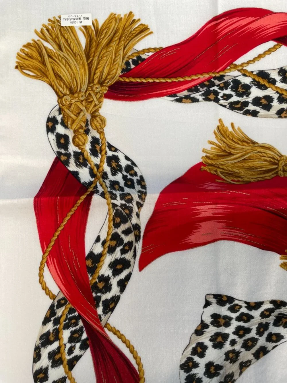 Vintage Christian Dior Leopard Ribbon Cotton Scarf | Never Worn